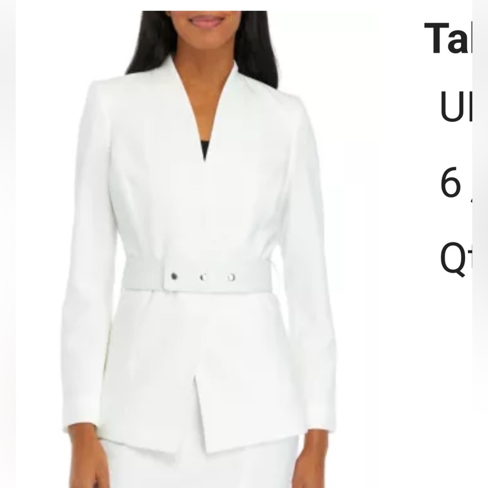 Tahari crepe ivory Women's Blazer ‘without belt’ size 6
